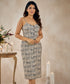 Body Hugging Printed Beige Dress